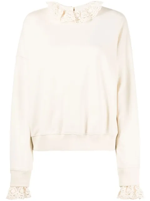 Goen.J crochet-trim crew-neck sweatshirt