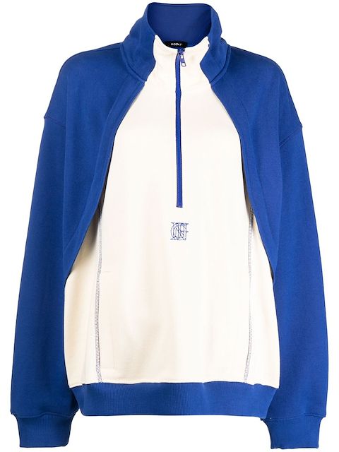 Goen.J contrast-paneled half-zip sweatshirt