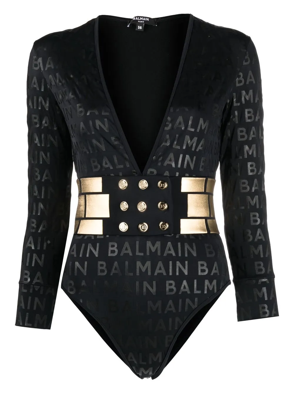 

Balmain logo-print V-neck swimsuit - Black