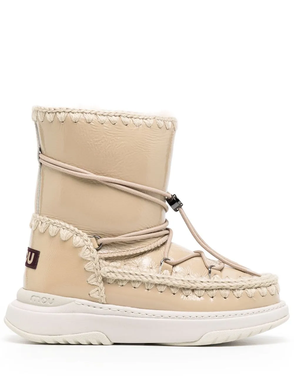 

Mou Eskimo rope-detail leather boots - Brown