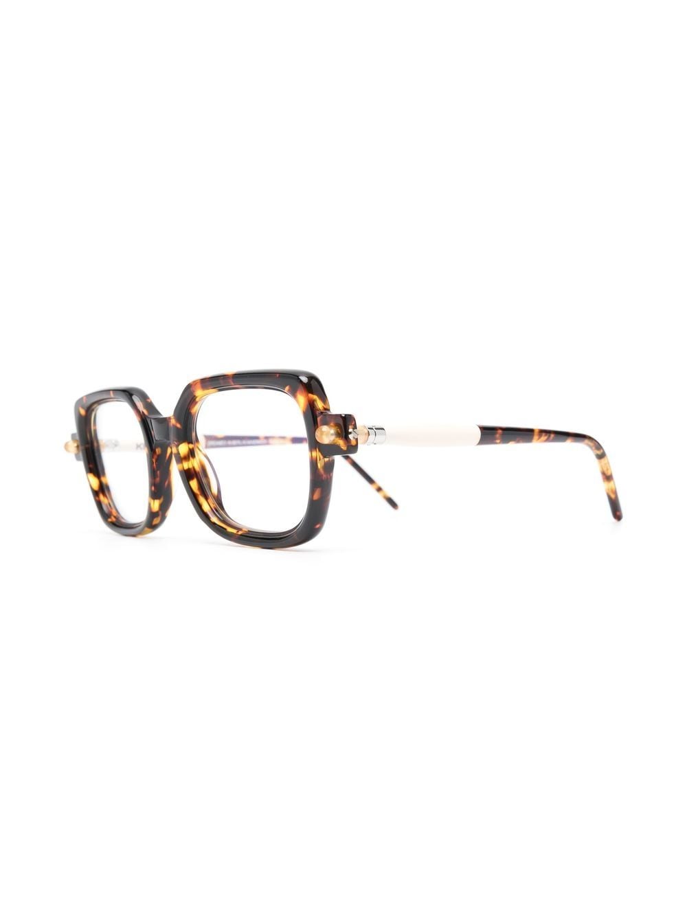 Shop Kuboraum Tortoiseshell-effect Optical Glasses In Brown