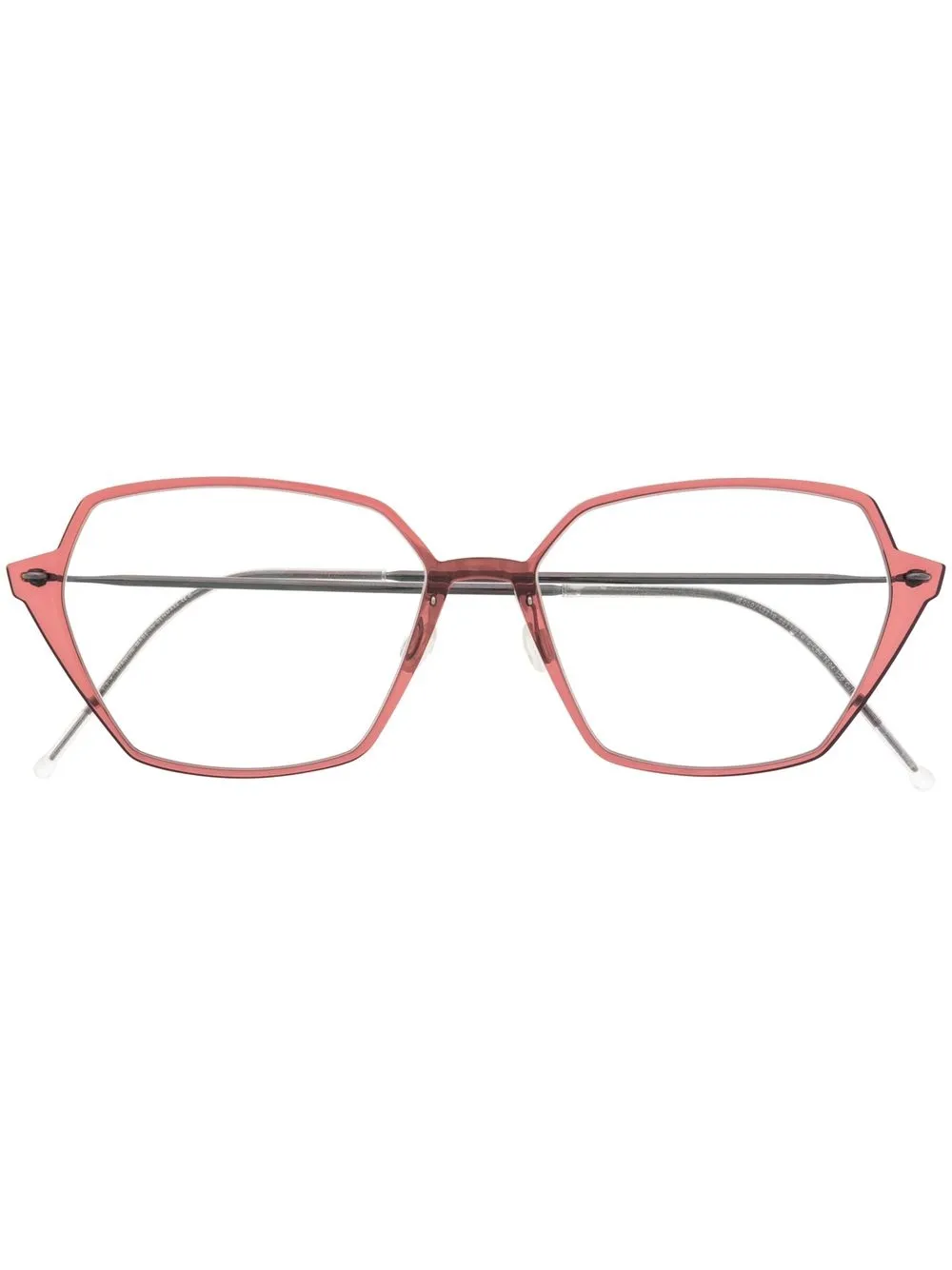 

Lindberg transparent square-frame glasses - Red