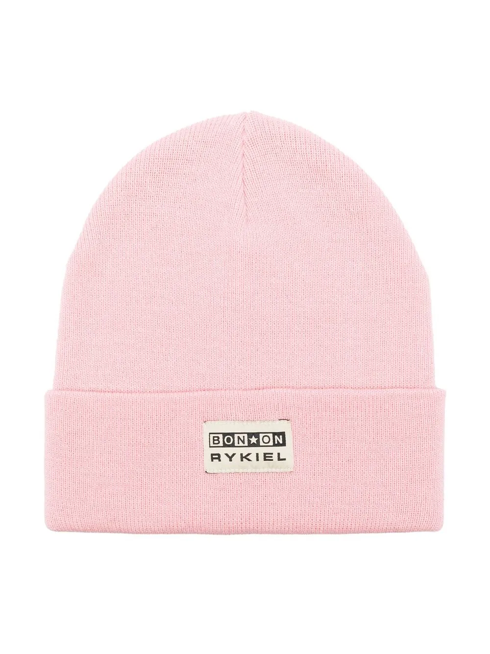 

Bonton logo-patch fine-knit beanie - Pink