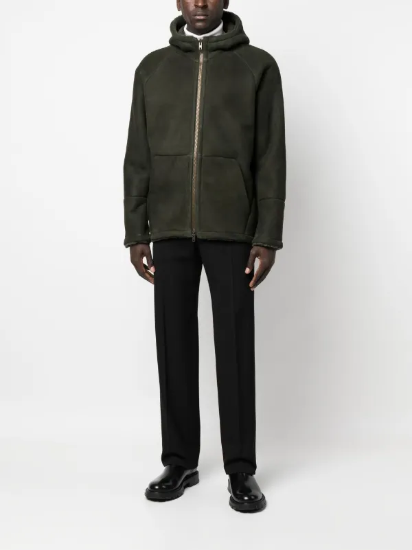 Salvatore Santoro zip-up leather-shearling Coat | Green