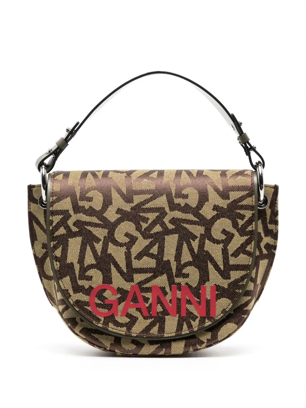 

GANNI logo-design shoulder bag - Green