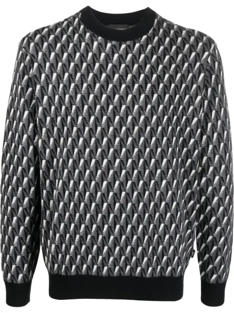 Emporio Armani geometric logo-knit jumper