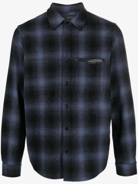 AMIRI logo-patch check-print shirt