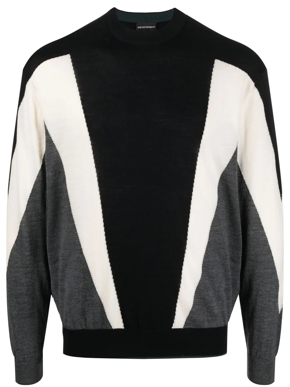 

Emporio Armani geometric logo-knit jumper - Black