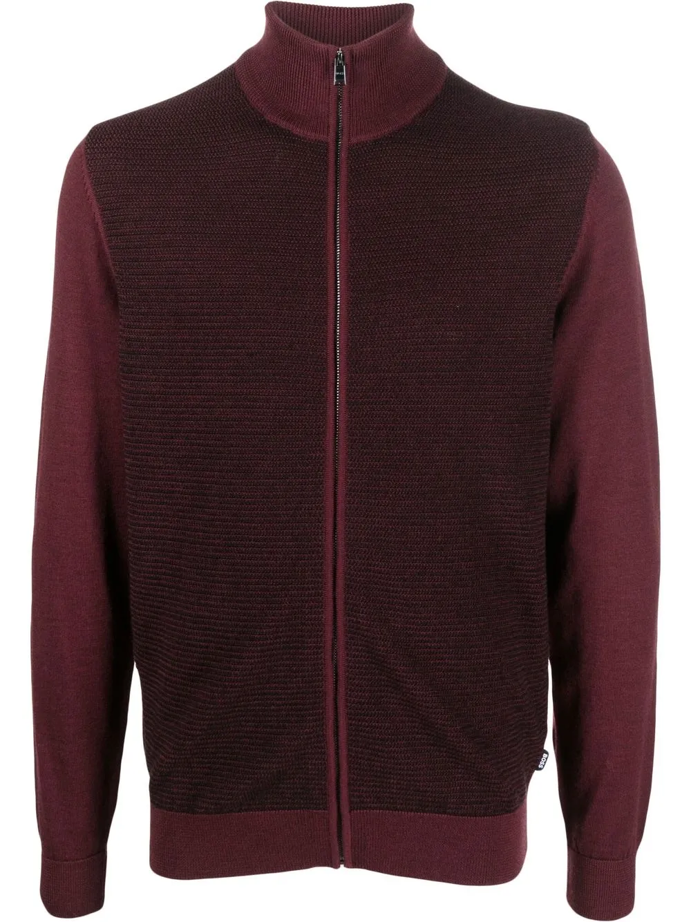 

BOSS panelled high-neck zip cardigan - Red