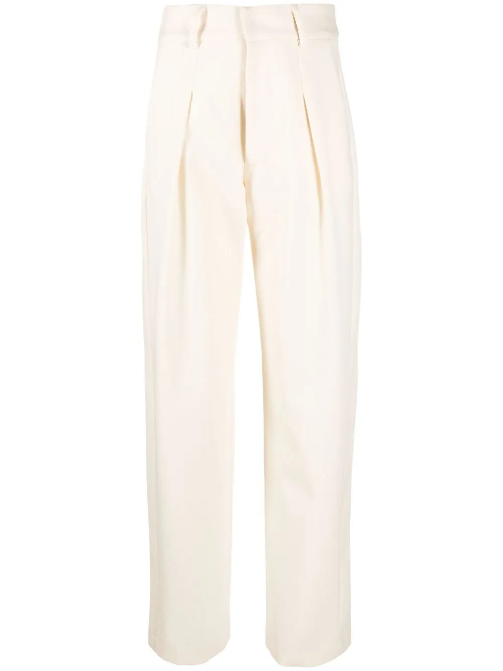 

WOERA high-waisted straight-leg trousers - Neutrals