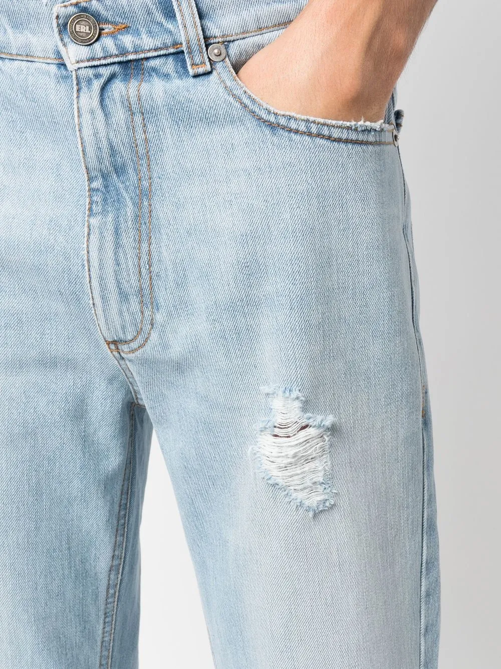 Shop Erl Ripped Flared Jeans In Blau