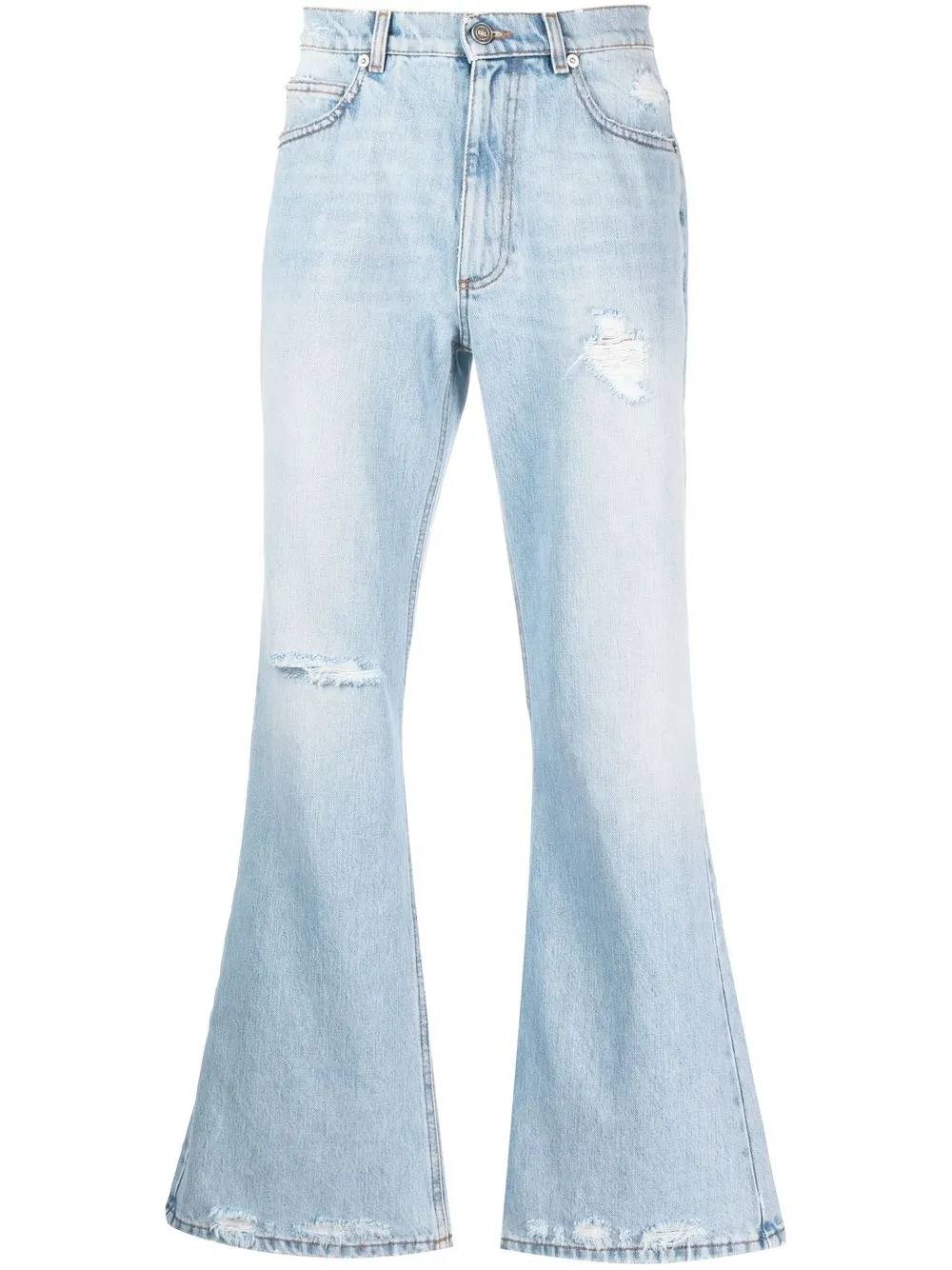 Shop Erl Ripped Flared Jeans In Blau