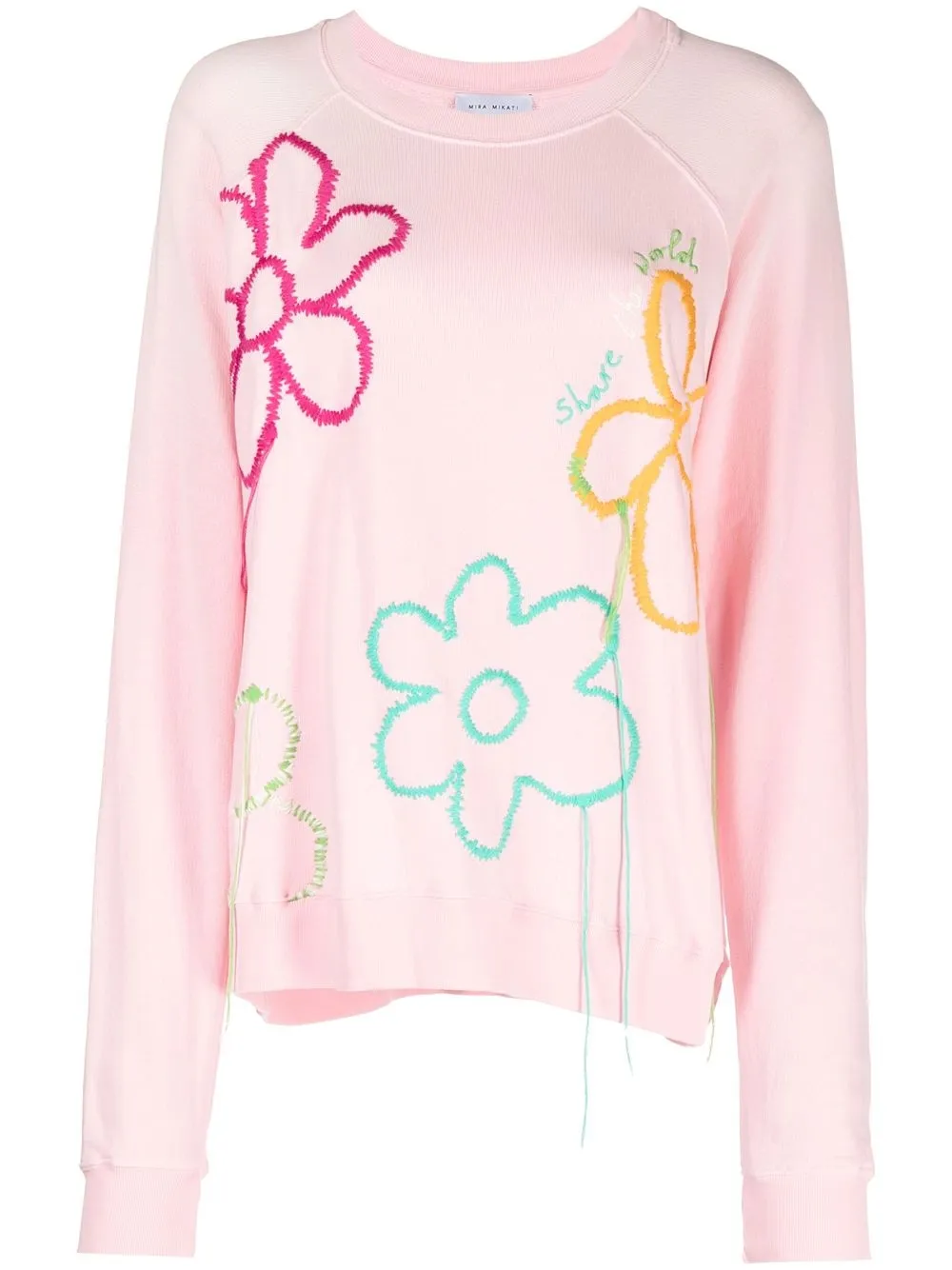 

Mira Mikati floral-embroidered raglan-sleeve sweatshirt - Pink