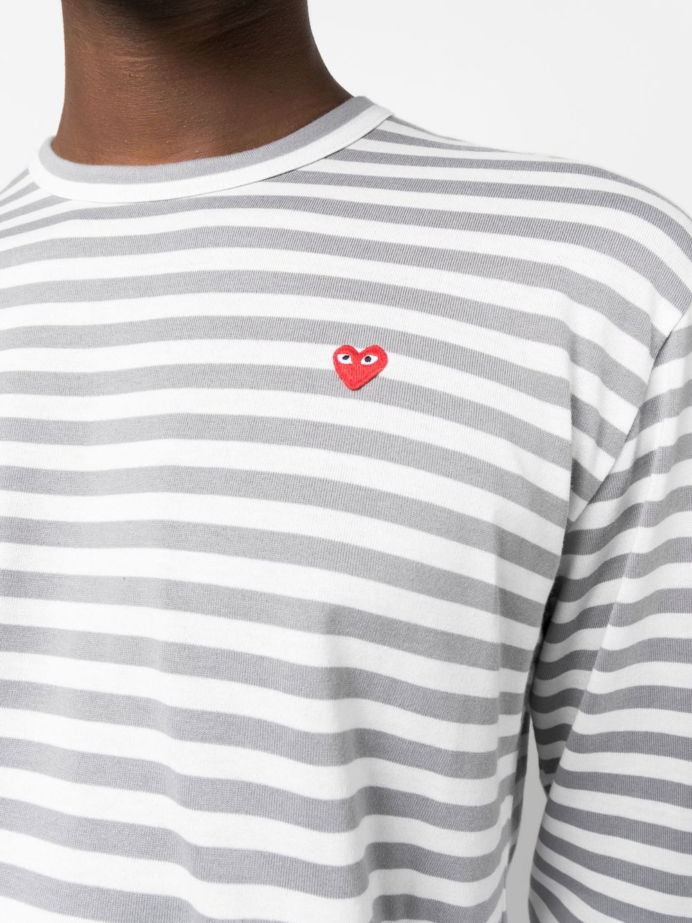 Shop Comme Des Garçons Play Striped Long-sleeved T-shirt In Grey