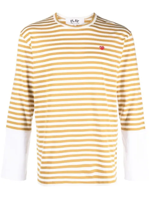 Comme Des Garçons Play playera manga larga con rayas estampadas