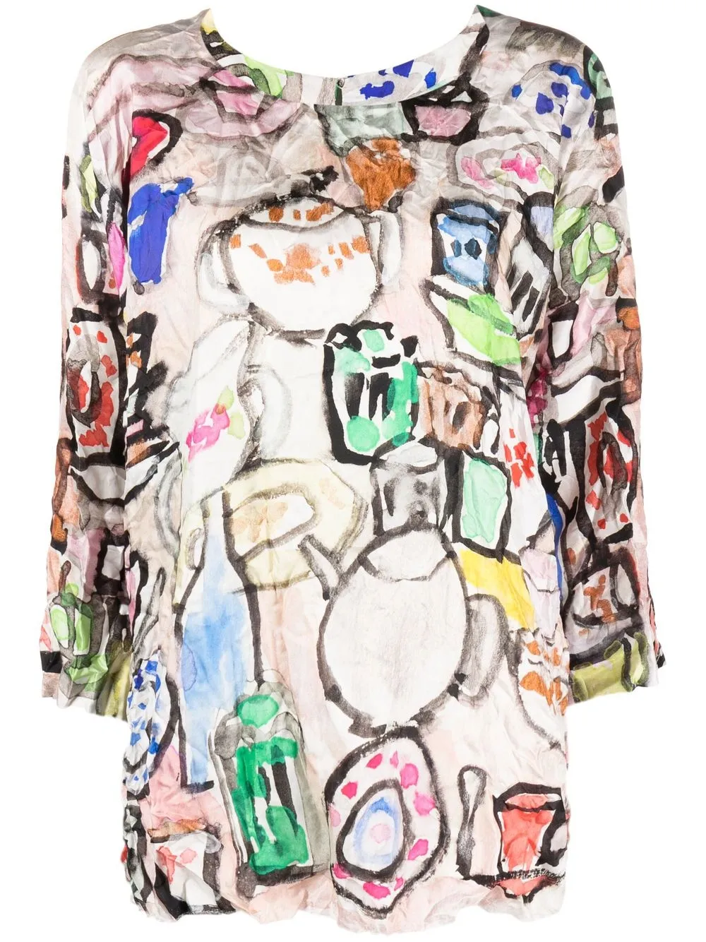 

Daniela Gregis graphic-print round-neck top - White