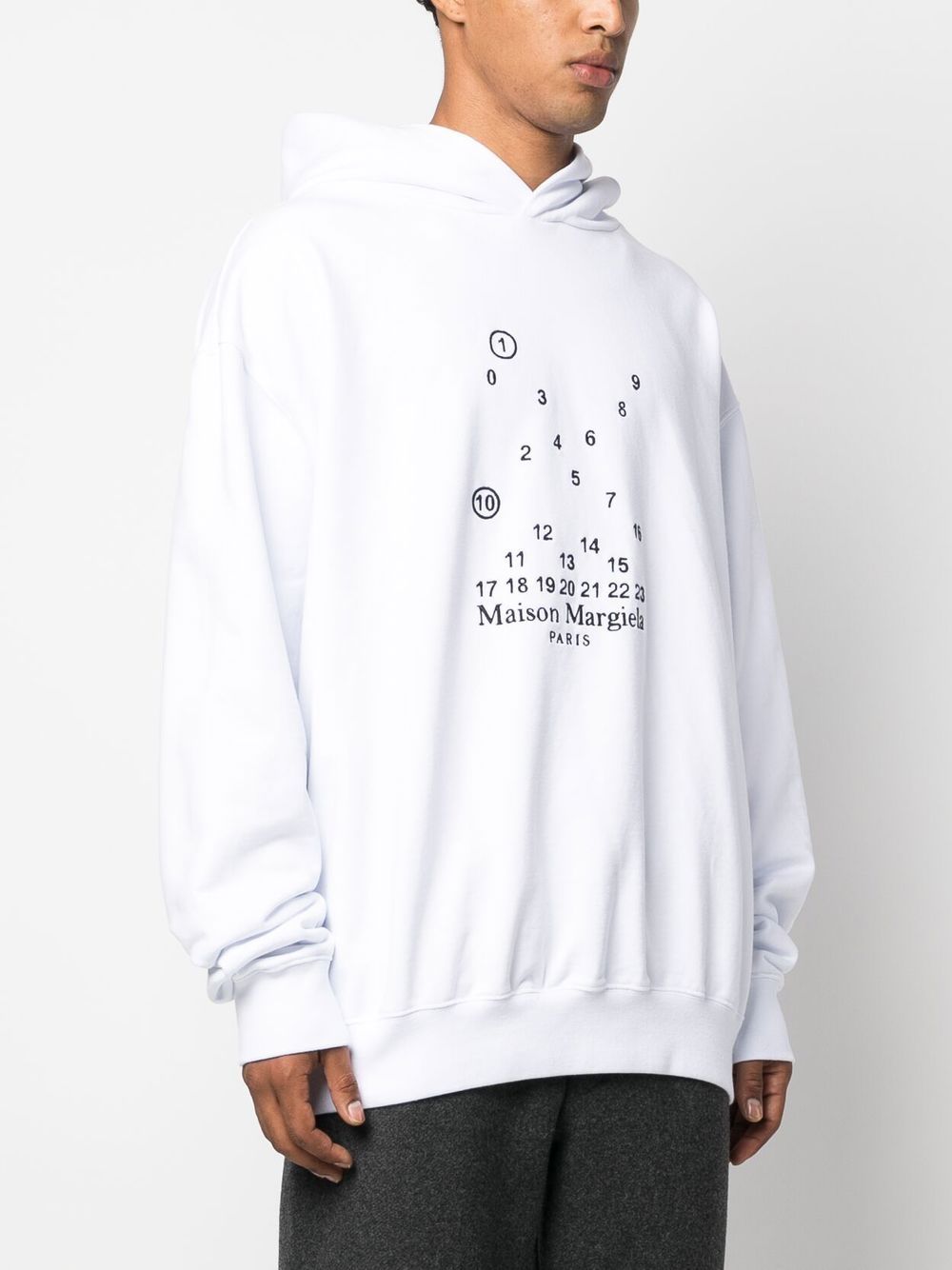 Shop Maison Margiela Logo-embroidered Cotton Hoodie In Weiss