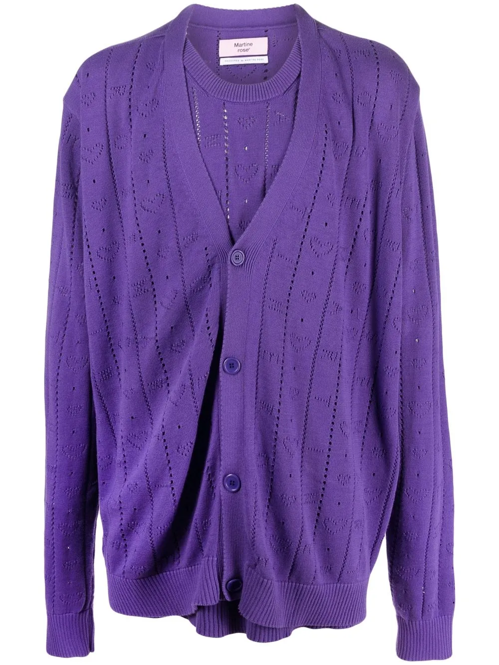 Martine Rose heart-motif layered cardigan - Purple