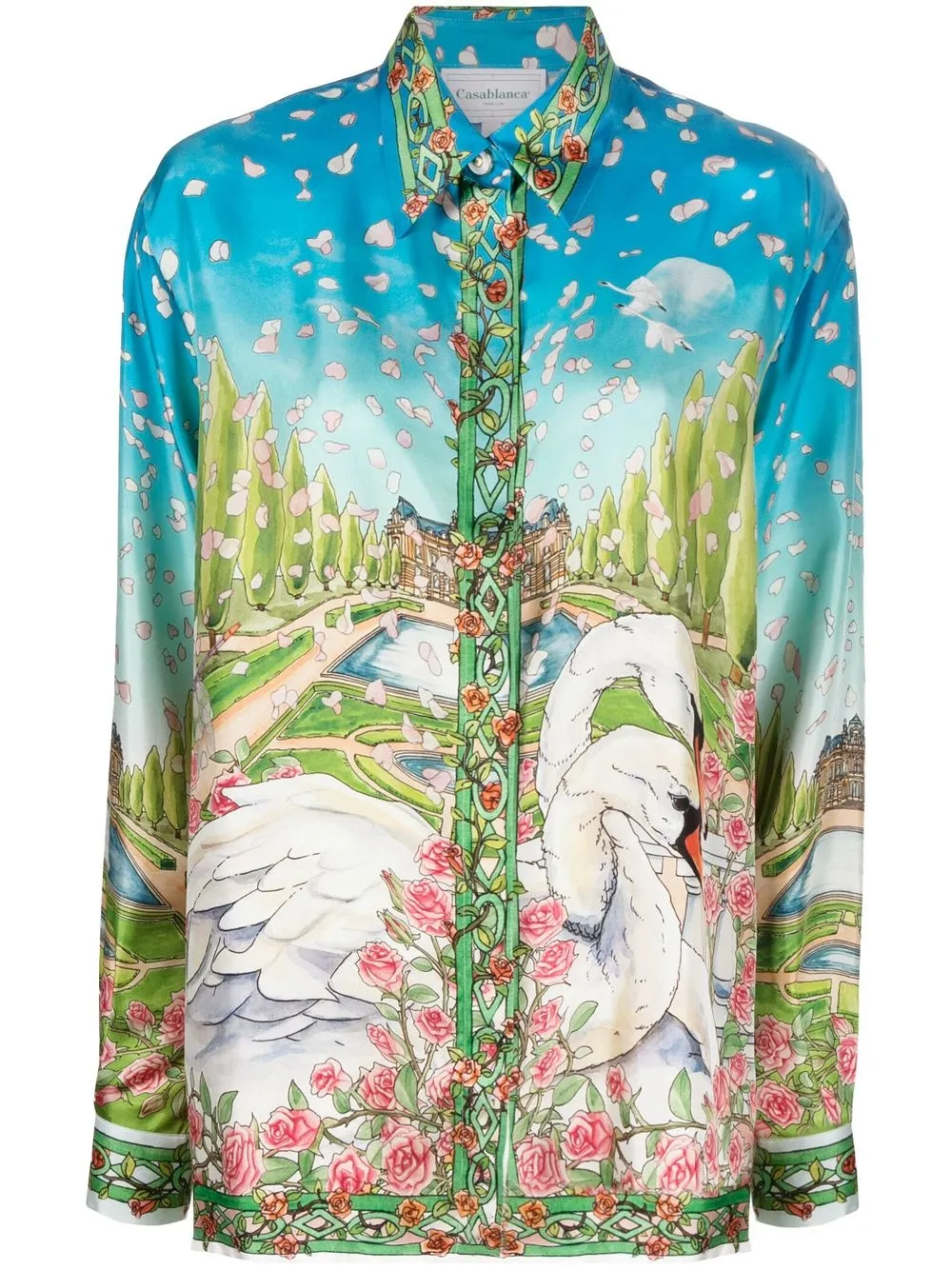 

Casablanca graphic-print silk shirt - Blue