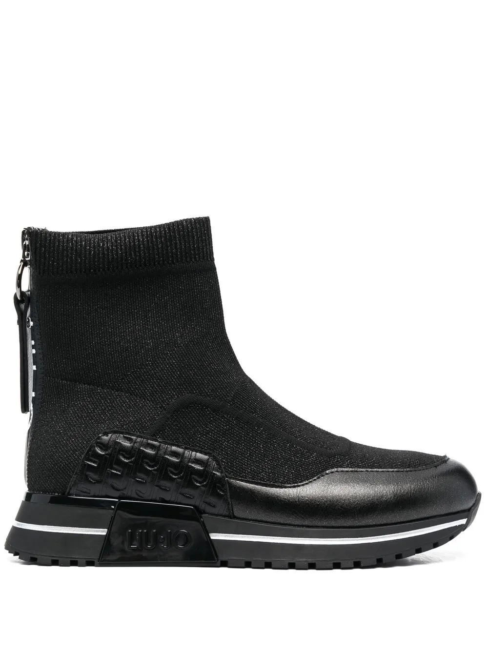 

LIU JO logo-print metallic sock boots - Black