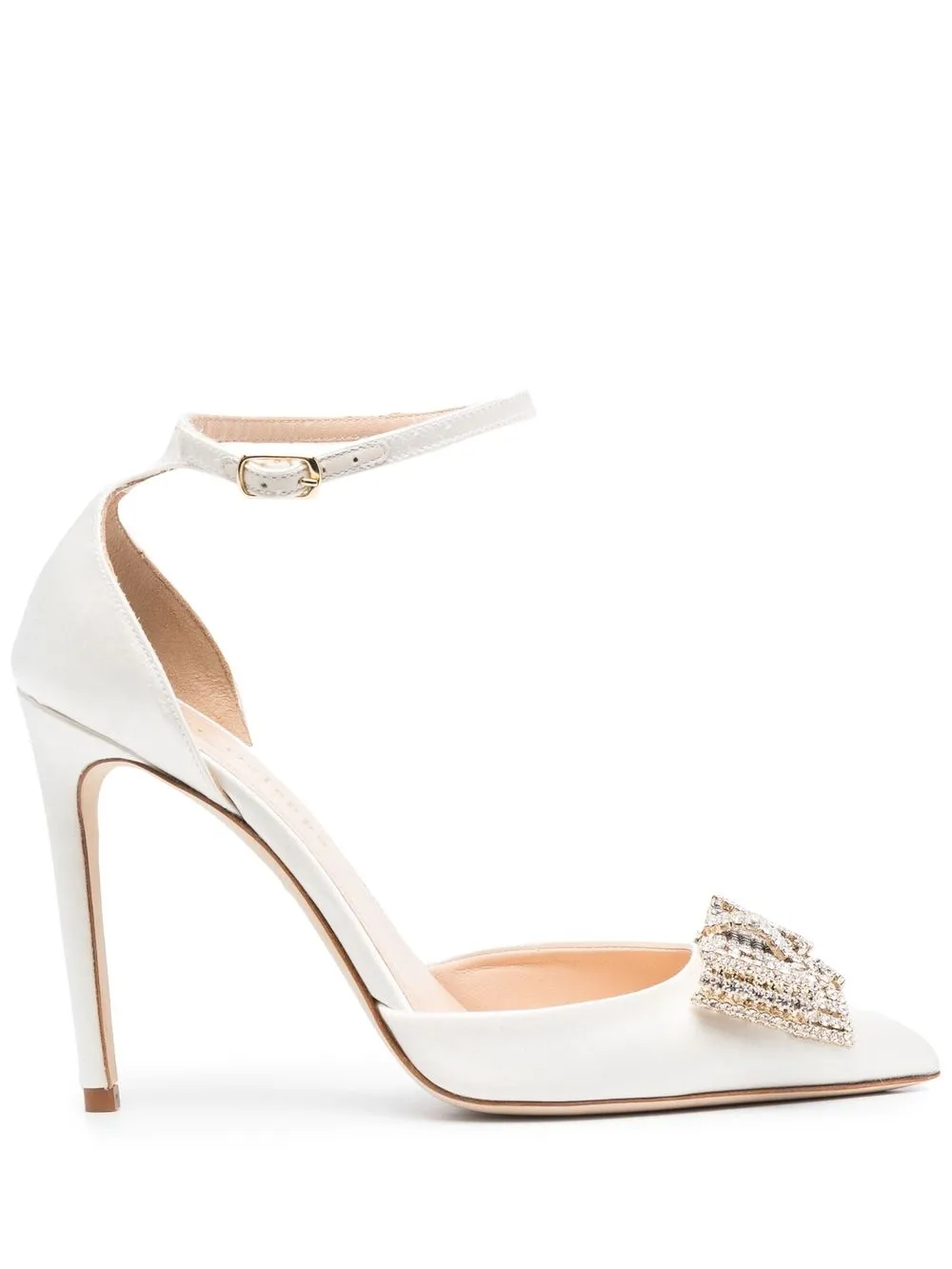 

Dee Ocleppo 110mm bow-detail satin pumps - Neutrals