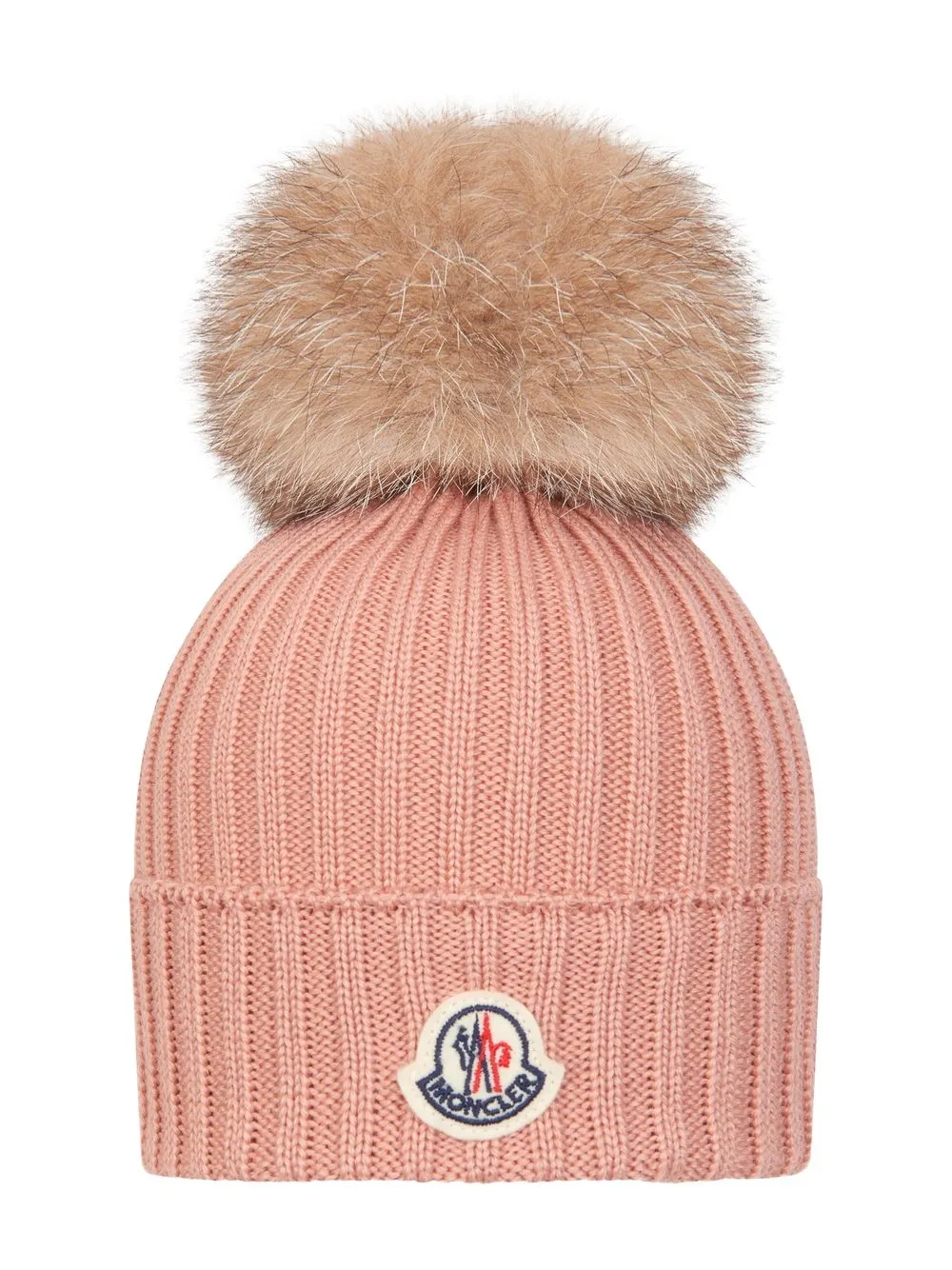 

Moncler Enfant logo-patch wool beanie - Pink