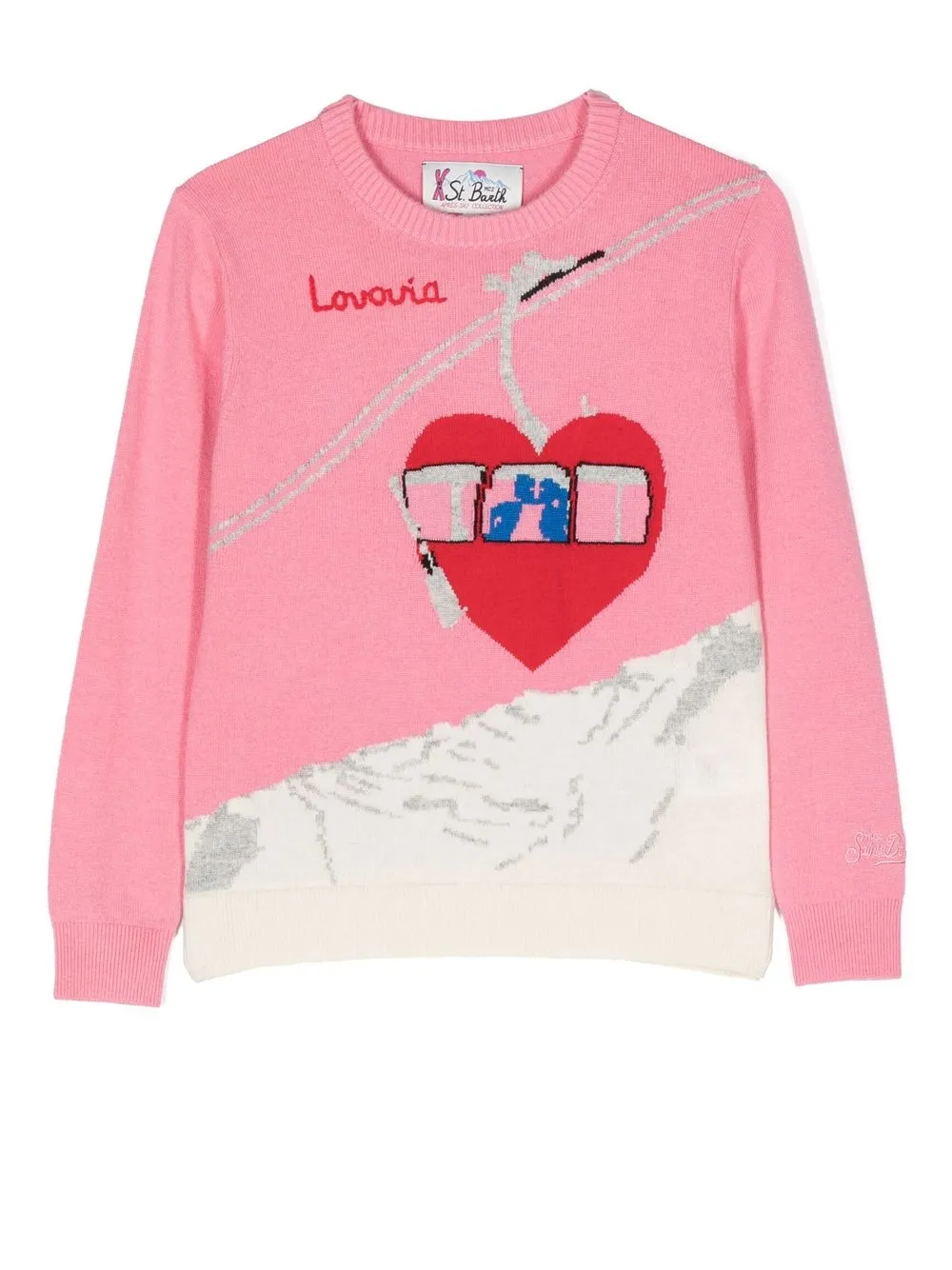 

MC2 Saint Barth Kids heart ski intarsia jumper - Pink