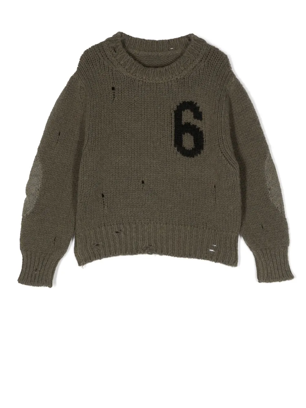 

MM6 Maison Margiela Kids intarsia-knit distressed jumper - Green