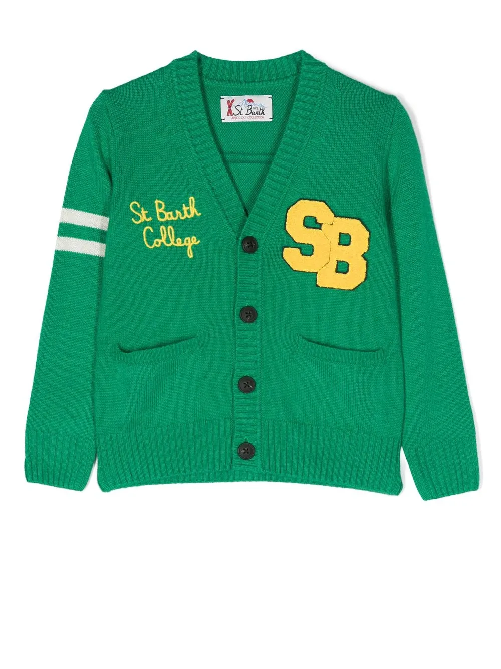 

MC2 Saint Barth Kids logo-patch button-up cardigan - Green