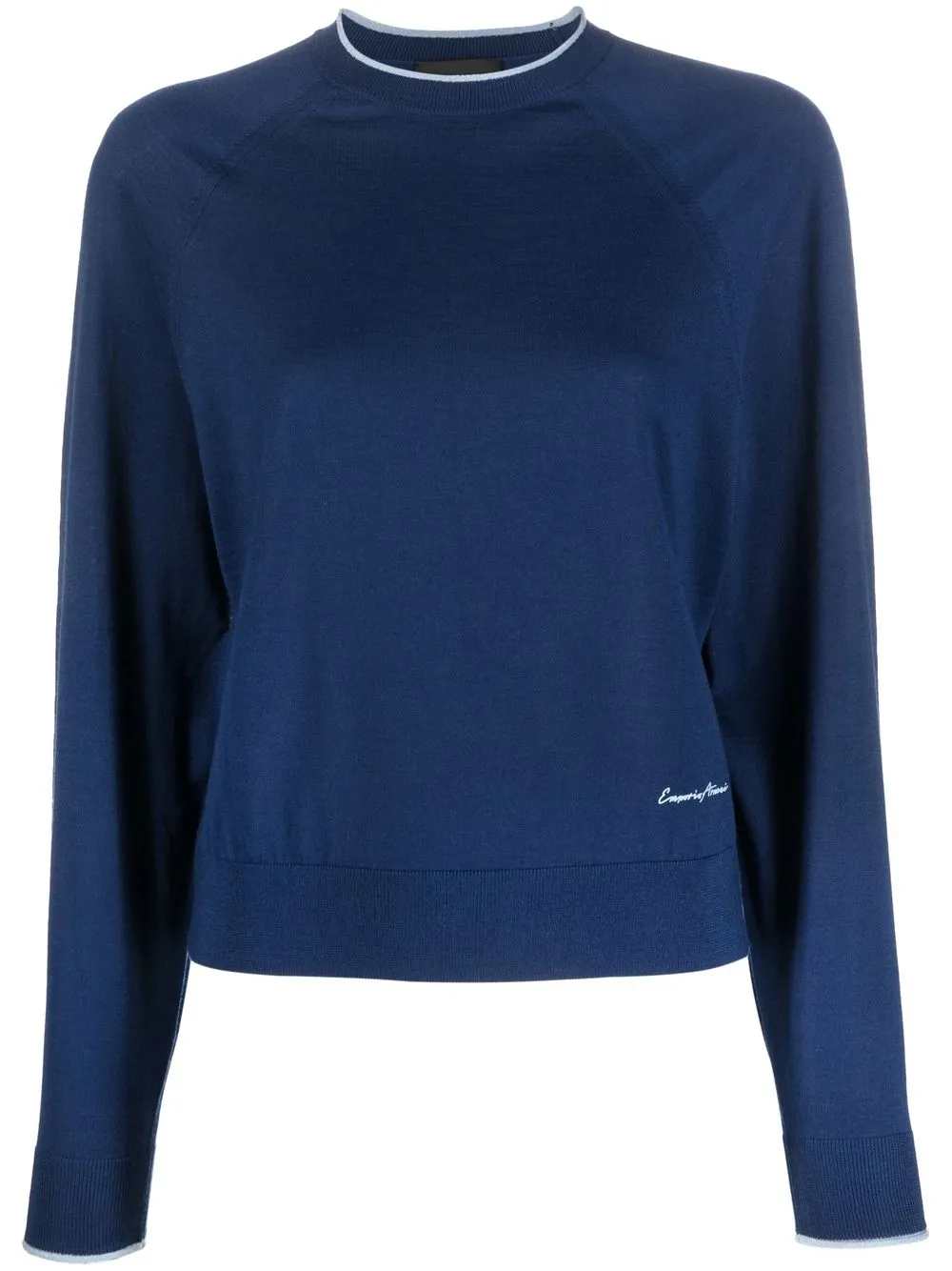 

Emporio Armani logo-embroidered fine-knit sweater - Blue