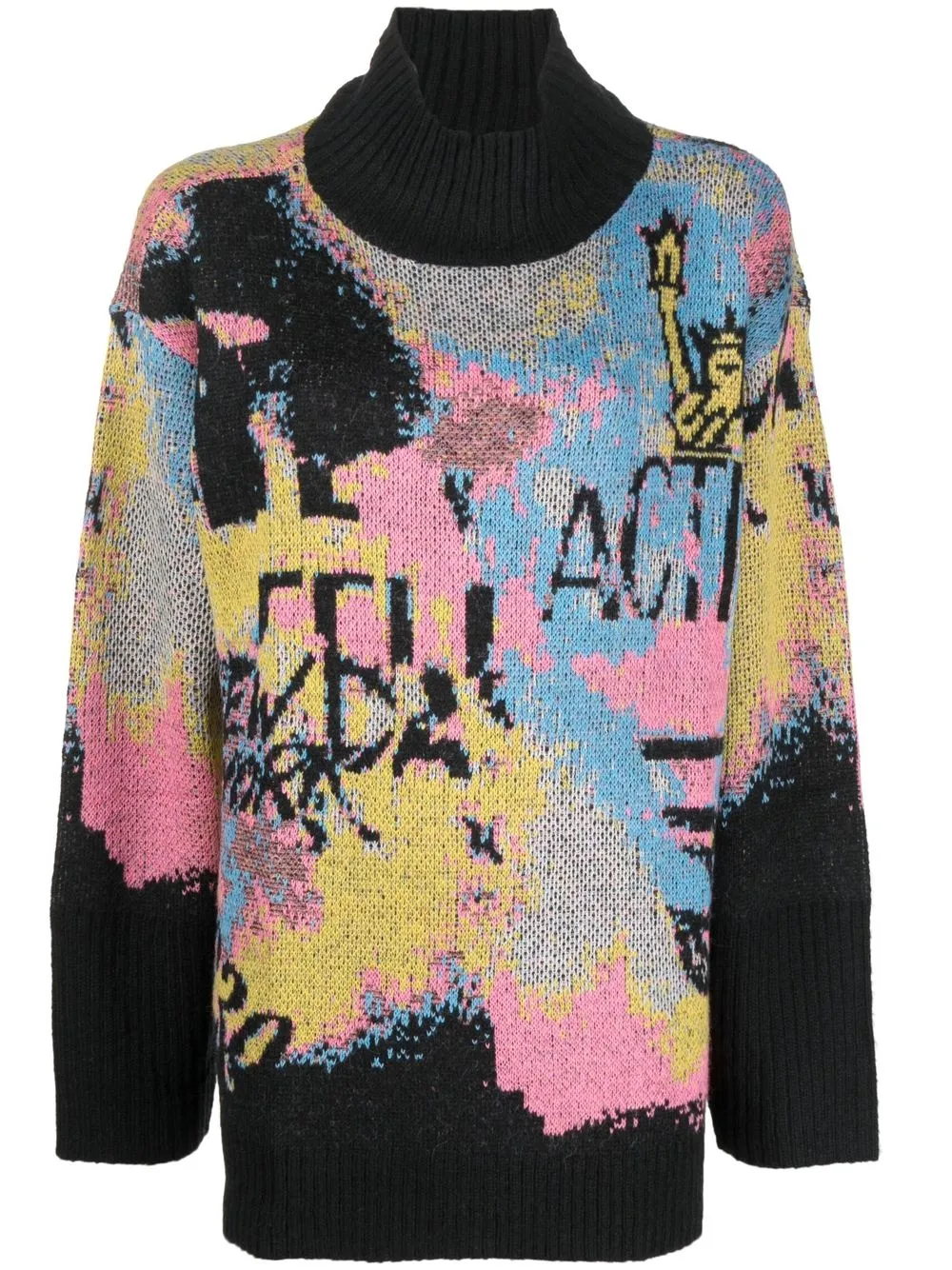 

TWINSET abstract-pattern high-neck jumper - Black
