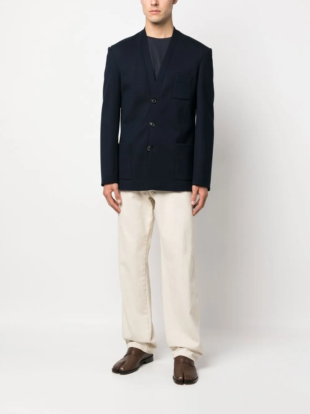 Maison Margiela Blazer met enkele rij knopen - Blauw