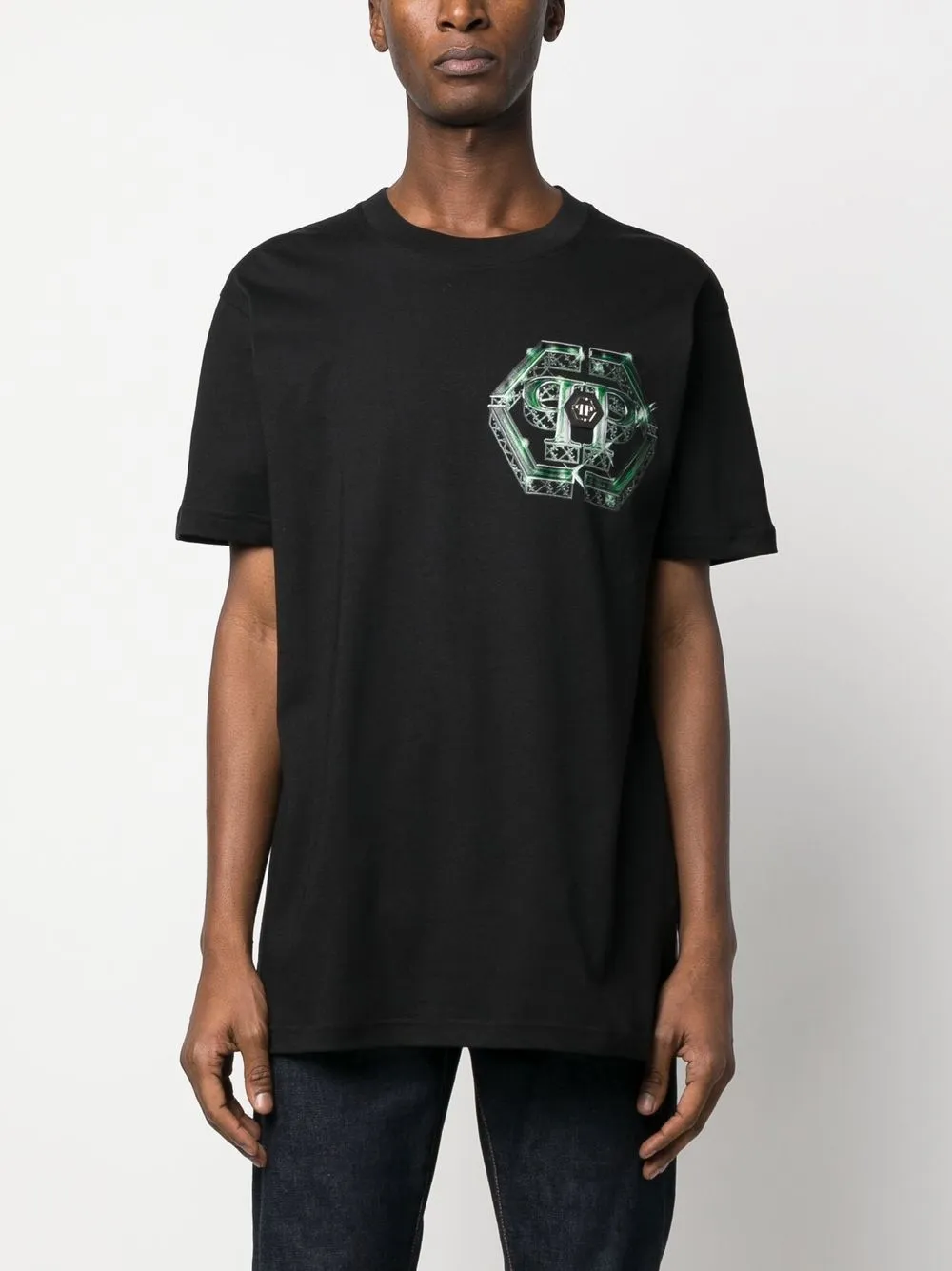 Shop Philipp Plein Logo Print T-shirt In Schwarz