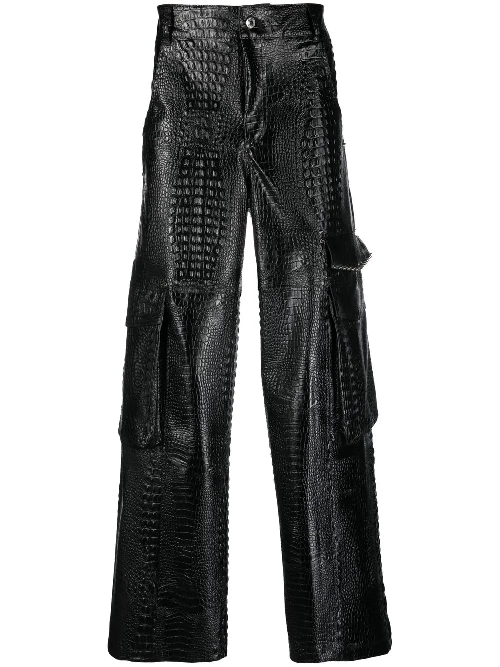 

Gcds crocodile-effect wide-leg trousers - Black