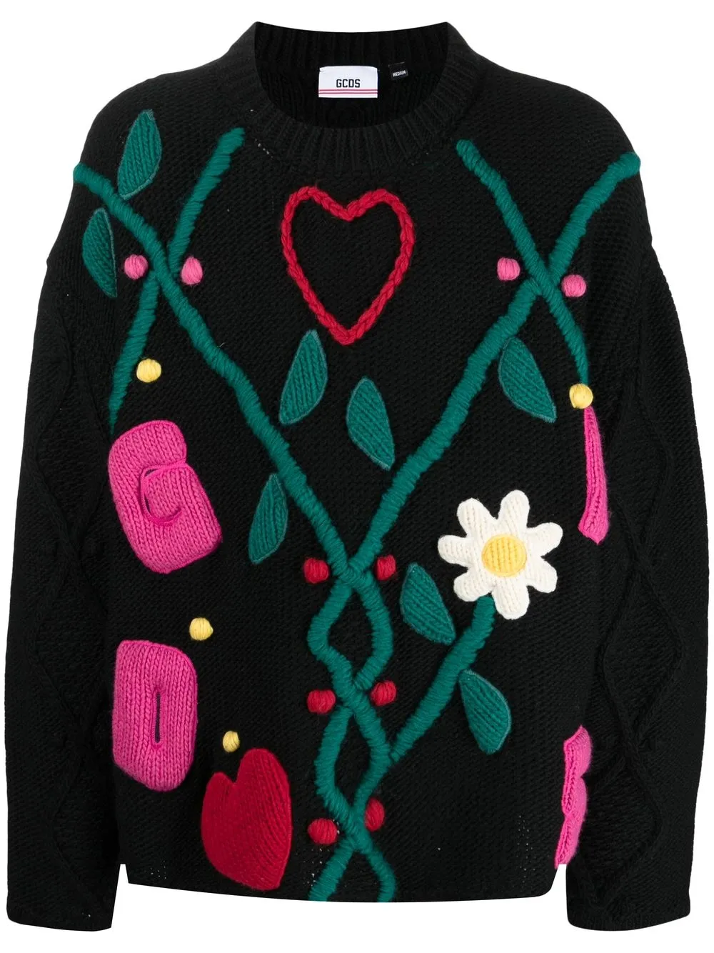 

Gcds oversized knitted-appliqué jumper - Black