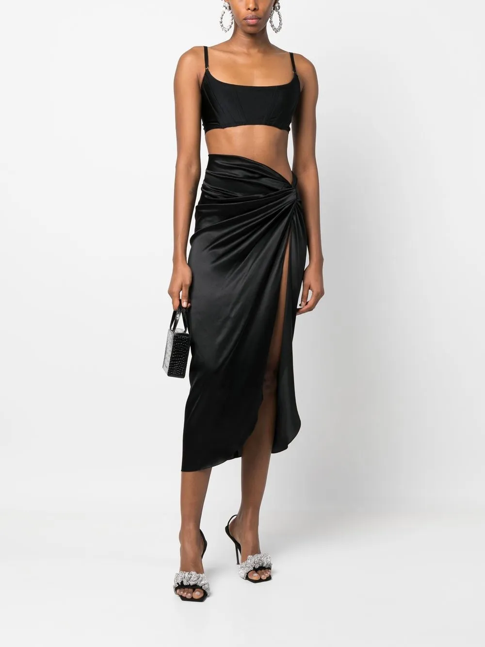 Nu Side Gathered detail Midi Skirt Farfetch