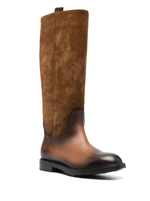 knee-high leather-suede boots