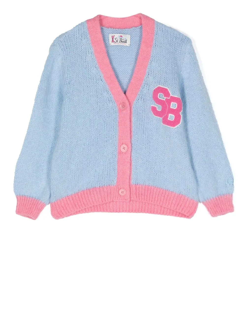 

MC2 Saint Barth Kids logo-embroidered cardigan - Blue