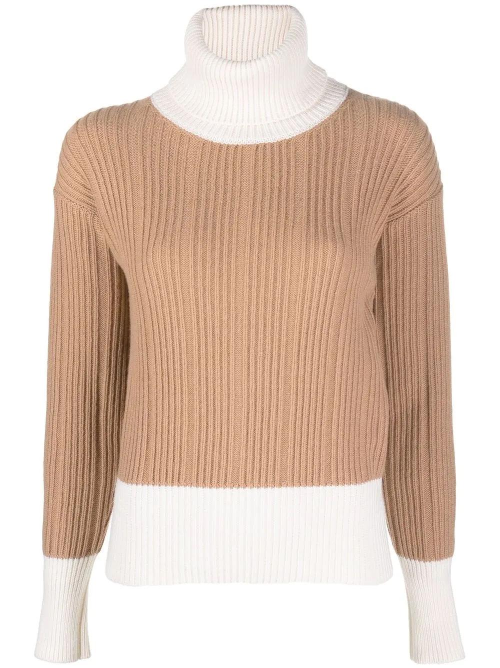 

Rochas colour-block ribbed roll-neck jumper - Neutrals