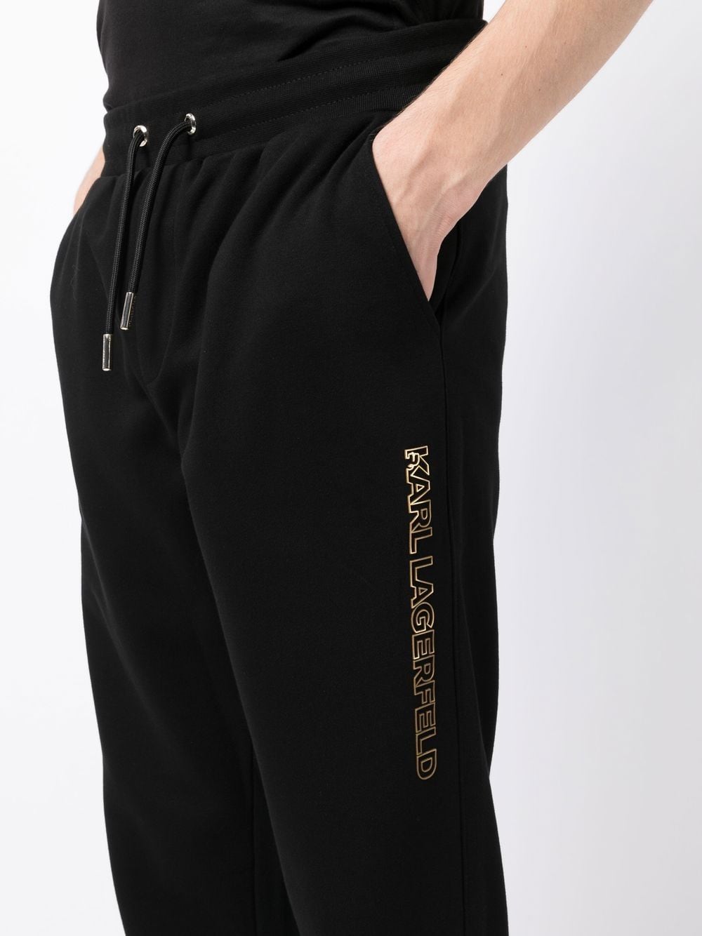 Shop Karl Lagerfeld Logo Patch Track Pants In Black
