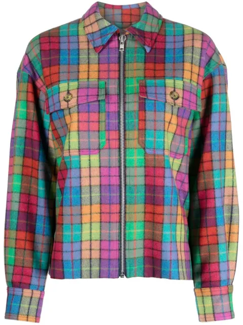 Mira Mikati checked zip-up shacket