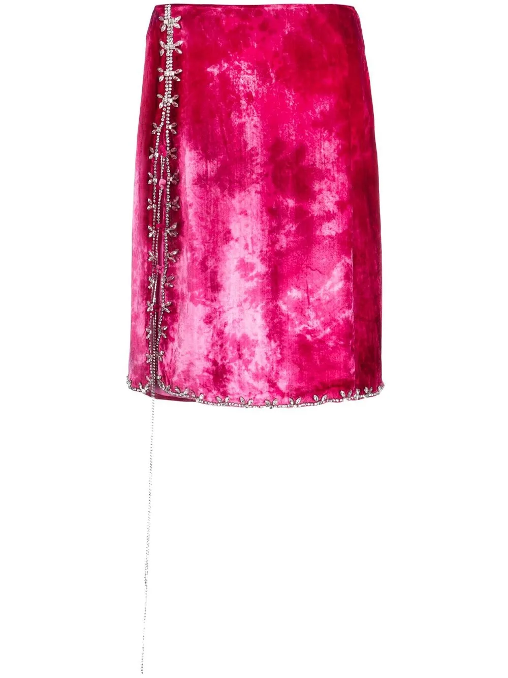 

DES PHEMMES embellished velvet midi skirt - Pink