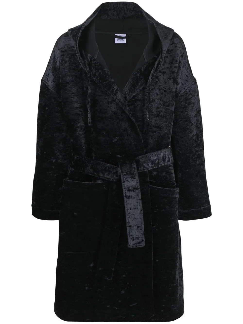 

VETEMENTS velvet oversized belted coat - Black