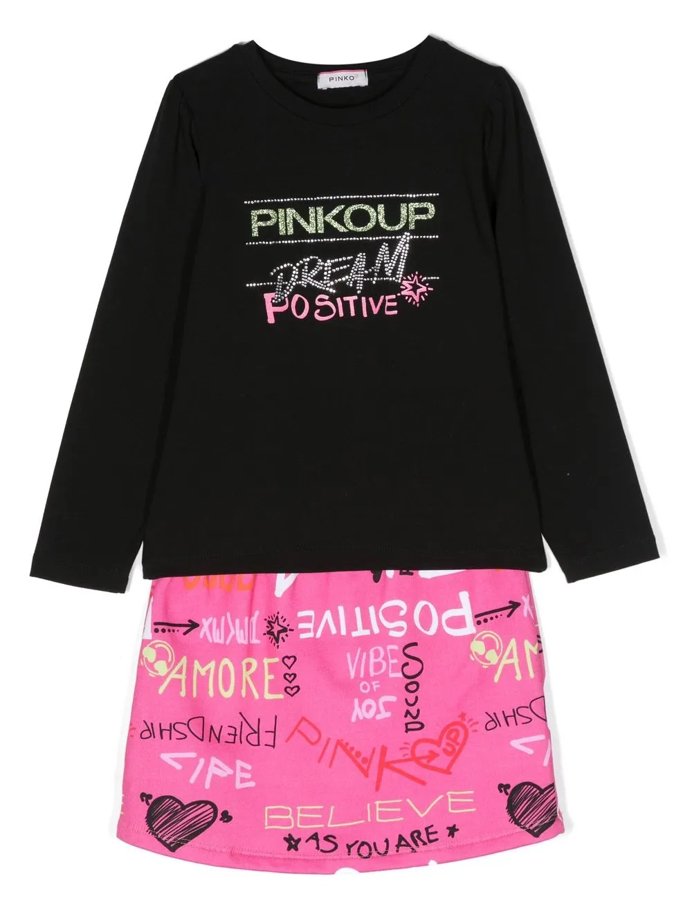 

Pinko Kids set de falda con logo estampado - Negro