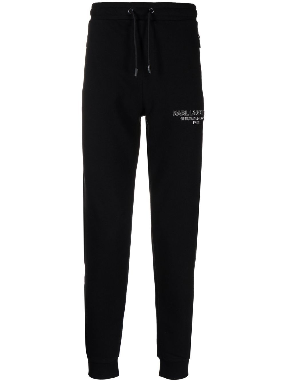 Karl Lagerfeld Logo Patch Cotton Track Pants In Black