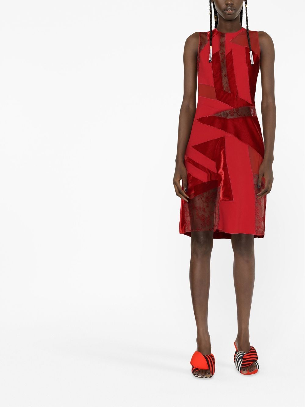 Shop Stella Mccartney Patchwork Sleeveless Dress In Rot