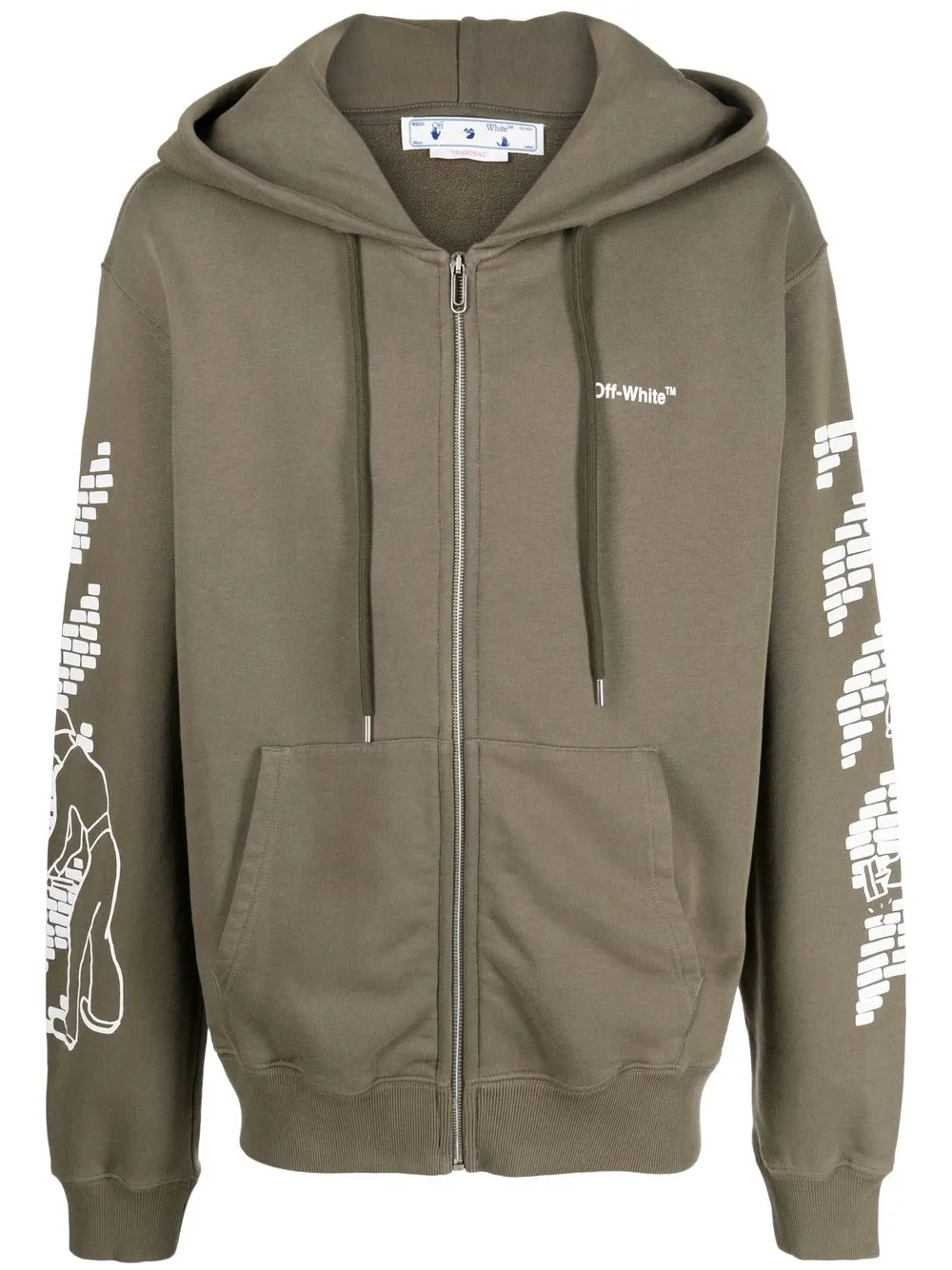 

Off-White logo-print cotton hoodie - Green