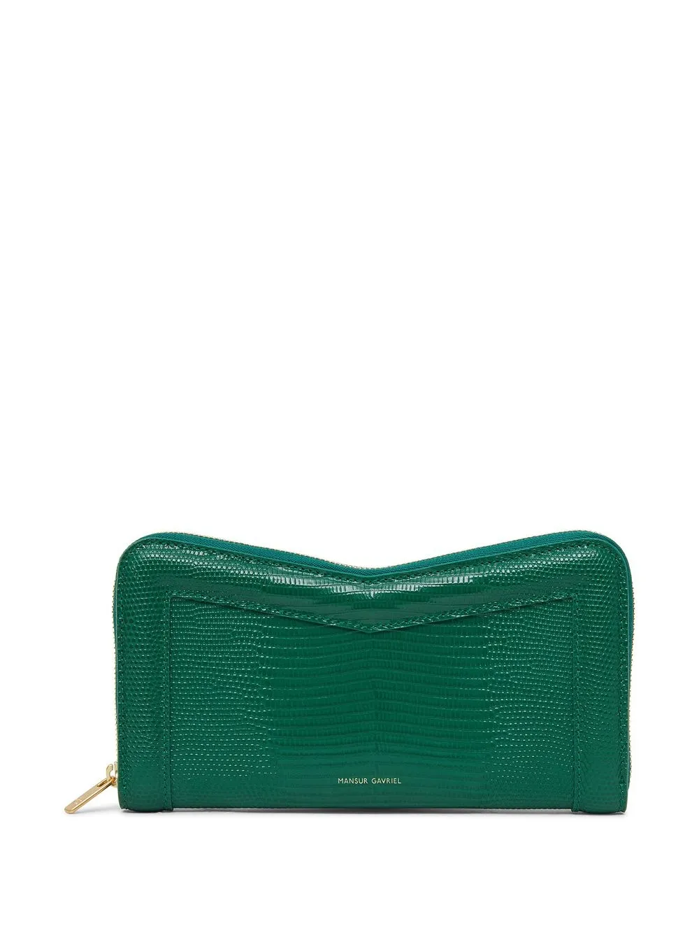 

Mansur Gavriel M-shape snakeskin-effect purse - Green