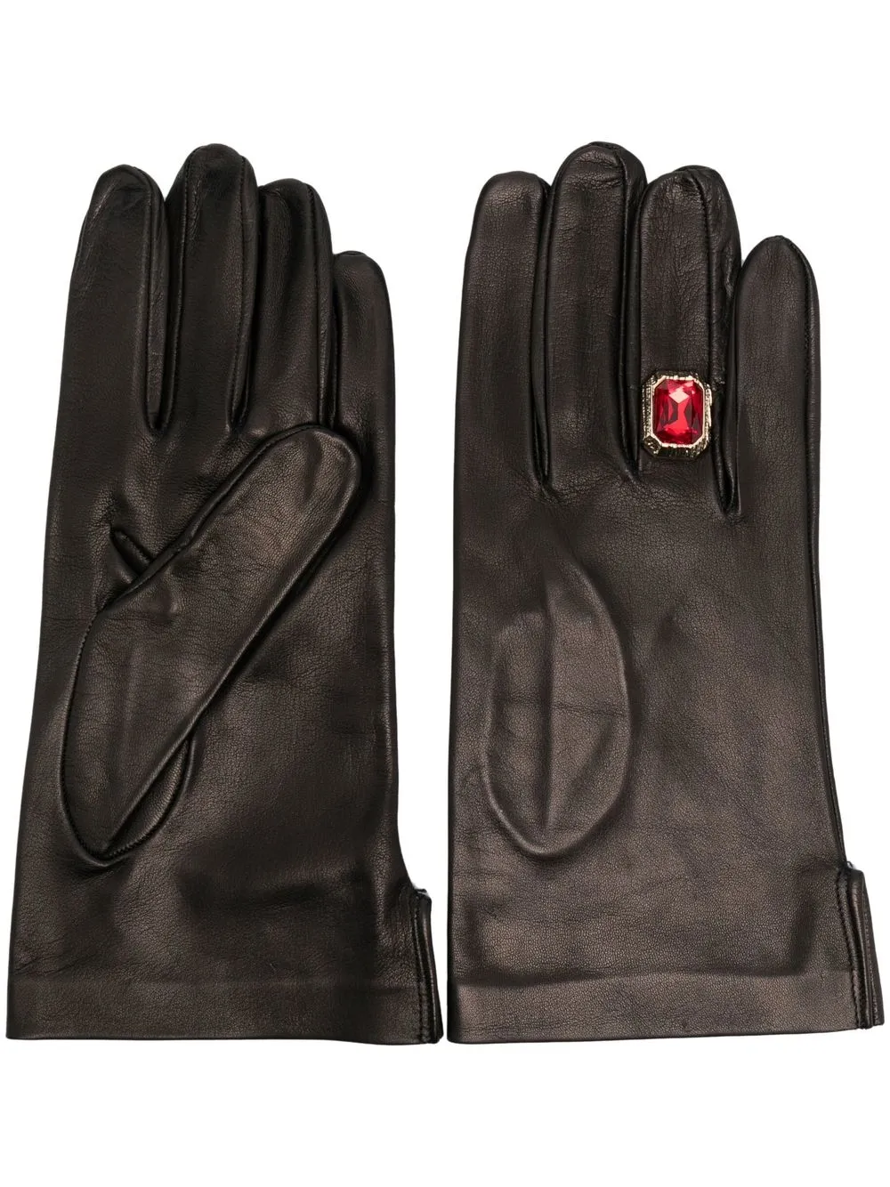 

C Diem ring-detail leather gloves - Black