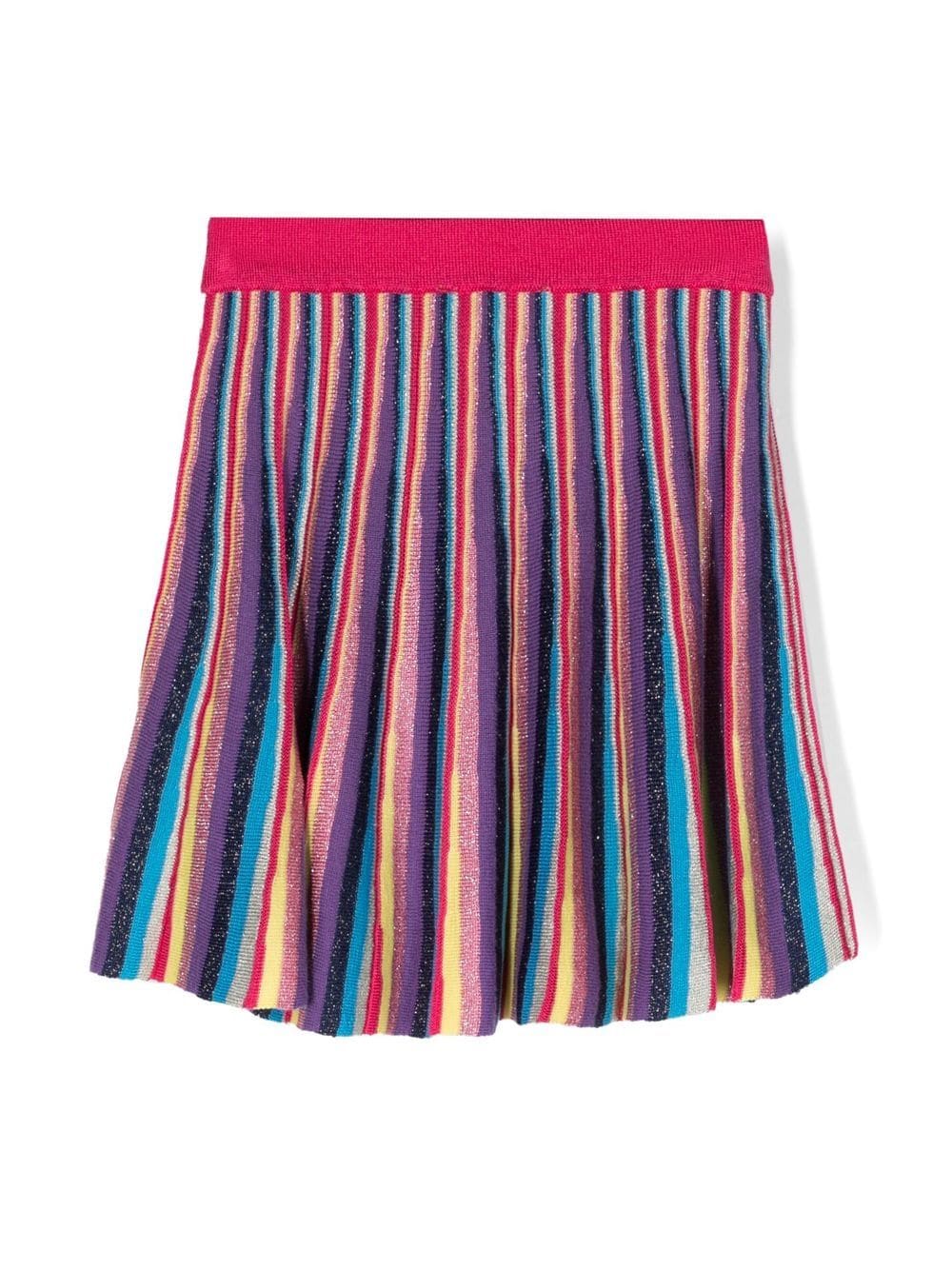 Shop Missoni Striped Knit Skirt In Blue